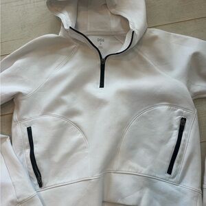 DSG White Hooded Sweatshirt with Black Zipper Accents